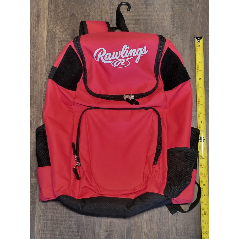 Rawlings Baseball Backpack Red‎ Black Travel Gear Equipment Bag School Gym